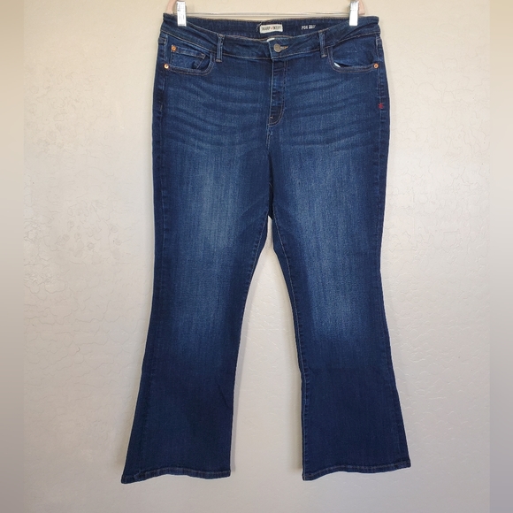 Warp + Weft PDX Portland Bootcut Denim Jeans Dark Blue Women's Size 16/30 - Picture 1 of 6